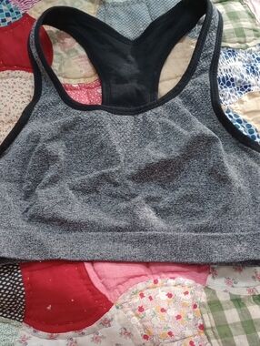ATHLETA Gray Black Racerback Sports Bra